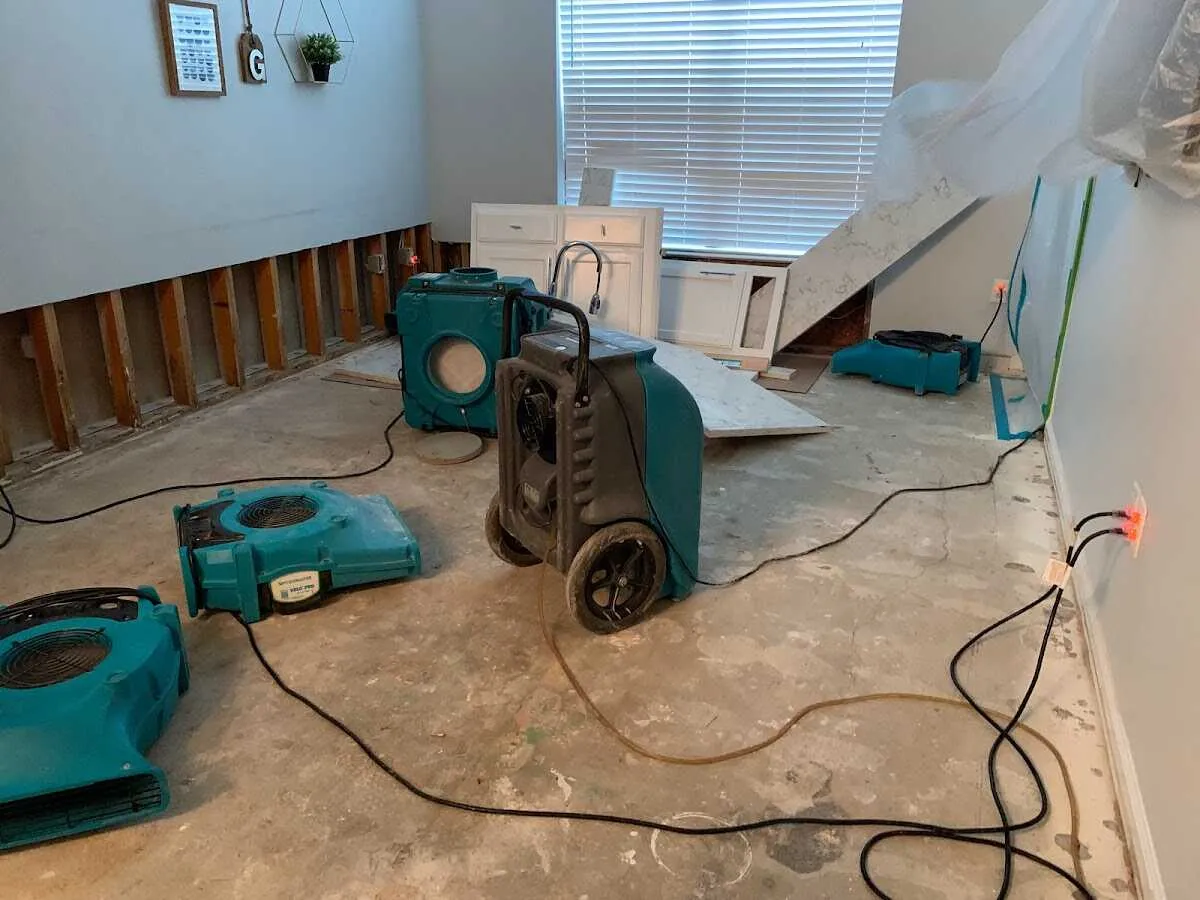 Dehumidifier in flood-cut room for Water Damage Restoration in Andover